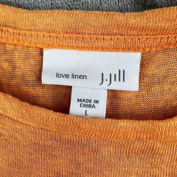 J. Jill Love Linen Boxy Short Sleeve T-Shirt Womens Size L Orange 100% Linen - Picture 9 of 13